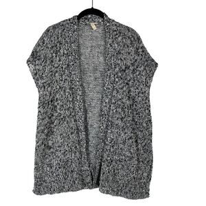 Eileen Fisher Sweater Women's XS Black Open Gray Cardigan Knit Linen Cotton